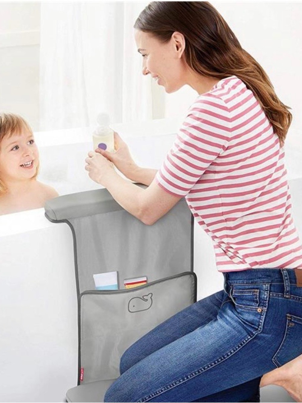 Skip Hop Gray Kids Bath Organizer Pocket with Whale Accent